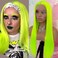 Fluorescent Green Synthetic Lace Front Wigs Pre Plucked for Women outre Long Straight Heat Resistant Replacement Wig Fiber Hair