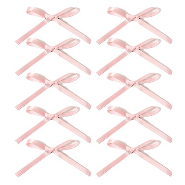 Bow Hair Clip, 10Pcs Pink Satin Fabric Bowknot with Long Tail Tassel Ribbon Claw Clips for Girls Teens Kids Hair Barrettes with Bow Accessories