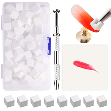 150Pcs Soft Nail Sponges for Ombre Mini Nail Art Sponges With Grabbing Pen Aura Nail Gradient Brush for Gel Nail Polish Sponge With 50pcs Disposable Gel Polish Palette Paper