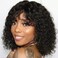 FASHION IDOL Short Curly Human Hair Wig with Bangs 10 Inch Jerry Curl Bob Wig for Black Women Brazilian Virgin Human Hair 150% Density Natural Black