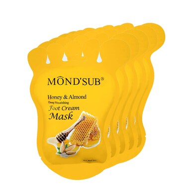 MOND'SUB Honey &amp; Almond Nourishing Foot Masks - Foot Moisturizing Mask for Dry Skin to Deep Hydrating and Brightening Moisturize, Repair Rough Damage Skin for Women &amp; Men(5 Pairs)