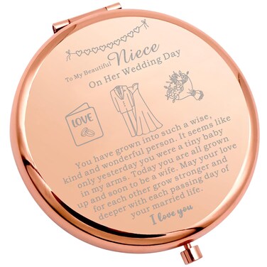 WSNANG Compact Makeup Mirror - Niece Wedding Gift - Aunt Bride Pockets