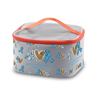 PXTIDY Diabetes Supply Travel Case Peace Love Cure Diabetes Awareness Toiletry Organizer Diabetic Patient Emergency Kit Diabetes Warrior Makeup Pouch (grey-LT)
