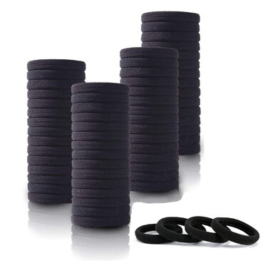 WANBY Hair Ties Big Seamless Black Hair Bands Soft Elastics Ponytail Holders Hair Ties for Girls Toddler (100Pcs)