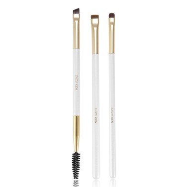Flat Angled Eyebrow Brush &amp; Fine Angled Eyeliner Brush &amp; Eyelash Brush Set, Fine Angled Brow Brush, Flat Eyebrow Brush, Eyeliner Brush, Winged Eyeliner Brush Angled. (163-3P)