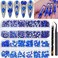 HNUIX Nail Rhinestones - 3D Multi Shape Size, Blue Nail Gems, Flat Back, with Kit, for Nail Art, DIY Decorations