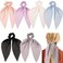 Long Hair Scarf Scrunchies Satin Silk Hair Ribbon Bow Scrunchies for Women Girls, Black Bowknot Hair Ties Bands 6Pcs Elastics Ponytail Holder (6 Pcs Donut Hair Ties)