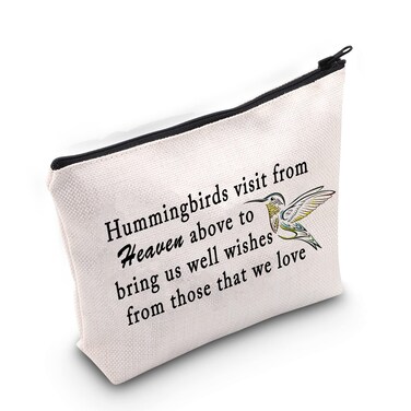 LEVLO Hummingbird Memorial Makeup Bag Remembrance Bags Hummingbirds Visit From Heaven Sympathy Gift (Hummingbirds)