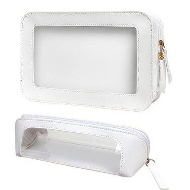 LETGO 2Pack Clear Makeup Bags, TSA Approved Toiletry Bag with Zipper, Clear Makeup Organizer Fit Carry-on Travel Car Accessories Essentials for Women (2Pack-White Set)