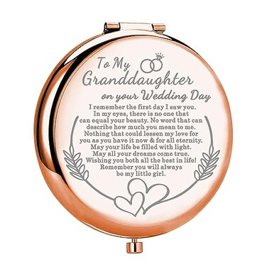 MYOSPARK to My Granddaughter On Wedding Day Gift Compact Makeup Mirror Granddaughter Gifts from Grandma Pocket Mirror (to Granddaughter Mirror)
