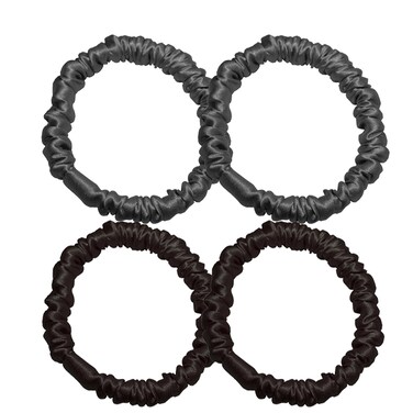 SALE!! 100% Pure Mulberry Silk Hair Scrunchies16 Momme silk scrunchies Hair Scrunchies Silk Hair Ties for Women Girls Curly Thick Thin Hair Women's Satin Sleep (4, 03 light greygrey 2 &amp; black 2)