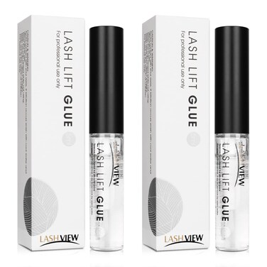 LASHVIEW Lash Lift Glue 2pcs, Eyelash Perm Glue,Lash Lift Adhesive,Eyelash Lift Glue,Lash Perm Glue,No Irritation and Odorless,5ML*2.