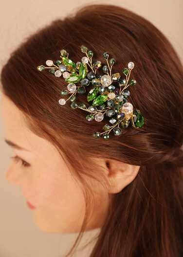 Xerling Black Crystal Hair Clips for Brides Wedding Bridal Rhinestone Hair Piece Silver Hair Accessories for Flower Girls Hair Jewelry (Black)