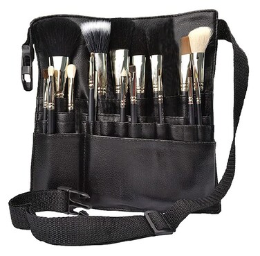COMICFS Makeup Brush Bag 22 Pockets Professional Cosmetic Holder Organizer Apron with Artist Belt Strap for Women (Brush Not Included)