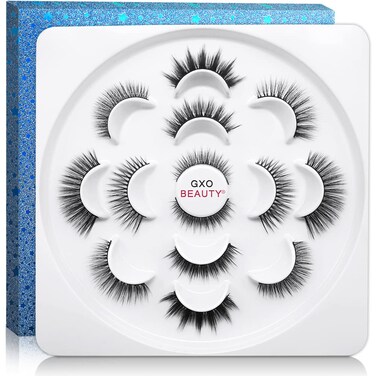 3D Faux Mink Fake Eyelashes, 7 Pairs Natural and Dramatic Mixed Wispy False Lashes, Reusable Fluffy and Volume False Eyelash Pack