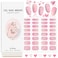 EBANKU 32PCS Valentine's Day Pink Heart Nail Wraps Semi-Cured Gel Nail Strips Nail Art Stickers Decals for Women Girls UV/LED Lamp Required