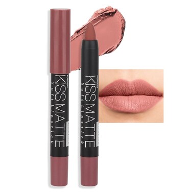 evpct DNM 1Pcs Nude Beige Matte Lipstick and Lip Crayon Liner Pencil Pen Set for Women Lip Stain Long Lasting Waterproof labiales mate magicos 24 horas originales pintalabios permanente 24 horas 05