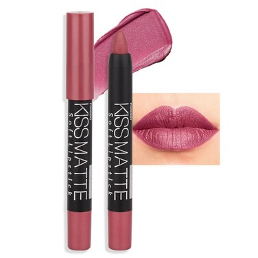 evpct DNM 1Pcs Natural Pink Metallic Lipstick and Lip Crayon Liner Pencil Pen for Women Lip Stain Long Lasting Waterproof labiales mate magicos 24 horas originales pintalabios permanente 24 horas 07