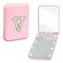 Personalized Pocket Mirror with Lights Travel Accessories Cute Pink 2-Sided LED Makeup Mirror with Magnification, Preppy Pearl Initial Small Portable Folding Compact Mirror for Purse (V)