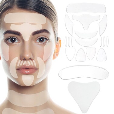 Anti Wrinkle Patches, 18Pcs Face Wrinkle Patches Reusable Silicone Skin Lifting Pads Wrinkle Removal Sticker for Smooth Around Eye Mouth Forehead Neck Chest &amp; Upper Lip