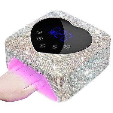 UV LED Nail Lamp,72W Rechargeable UV Light for Nails with Diamond,Professional Curing Lamp for Gel Nails with 30 Beads (Diamond)