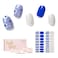 Semi Cured Gel Nail Strips - NAILOG 34 Pcs Gel Nail Stickers Buy 2 Get 1 UV Light   Long Lasting Nail Wraps with Glossy Gel Finish Blue, Cerulean Porcelain