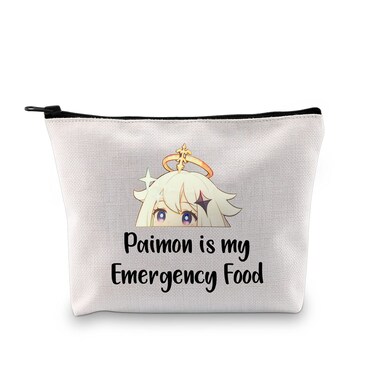 JXGZSO Anime Inspired Novelty Cosmetic Bag Paimon is my Emergency Food Traveller Gift Anime Lover Gift