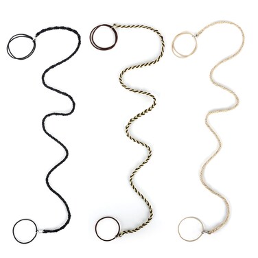 3 Packs 25" ri p Hair ties,Elastic Hair Tie No Damage Strong Tangle Free Braided Pony tails Hair Ties Pony Tail Wrap for Long Hair for Gym, Swimming.Coffee, beige,black.