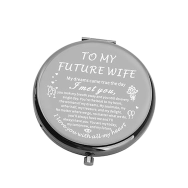 UJIMS to My Future Wife Gifts Bride to Be Makeup Mirror Engagement Gift for Soulmate Fiancee Wedding for Wife (FutureWifeBlackMirror)