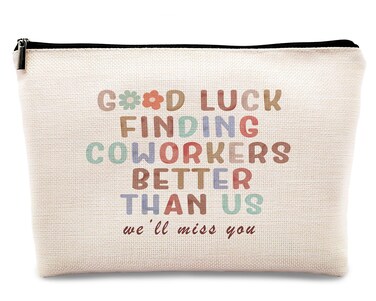kdqua Good Luck Finding Better Coworkers Than Us Makeup Bag, Leaving Going Away Gifts Colleague Women, New Job Gifts, Coworker Goodbye Gifts Linen Cosmetic Bag Zipper Pouch Travel Toiletry Bag