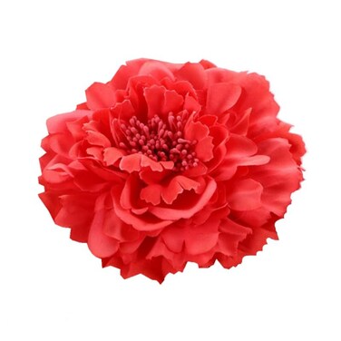 Boho Peony Flower Hair Clip for Fashion, Party &amp; Wedding, Orange-red, Women's Hair Accessory, 11 cm (width) x 2 cm (height)