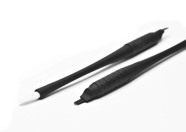 Mellie's Signature Microblading Eyebrow Pen (Pack of 10) - Disposable Microblading Pen for Brows - Sterilized Blade, Comfortable Rubber Grip and Pigment Sponge for Flawless Bro (U18 NANO .15mm, Black)