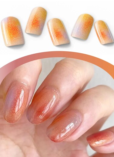 Semi Cured Gel Nail Strips 20pcs Spring Gel Nail Wraps with UV Light, Long-Lasting &amp; Easy to Apply Nail Stickers for DIY Nail Art at Home (Rainbow Haze)