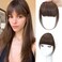 NAYOO Real Human Hair Extensions - Brown French Bangs Clip On Hair Bangs for Women with Temples and Curved Bangs for Daily Wear