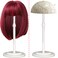 Wig Stand 1 Pack Adjustable Height Wig Holder Stands Non-Slip Portable Wig Head Holders Sturdy Plastic Wig Head Stand for Multiple Wigs and Hats Styling Drying Display(White)