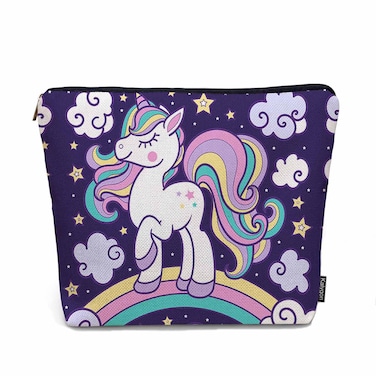 Makeup Bag Unicorn Makeup Bags For Purse Pouch, Cute Unicorn Rainbow Mane Travel Toiletry Bag Cosmetic Bag Makeup Bags Flax Makeup Organizer Bag Pencil Pouch For Man Woman
