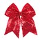 Jumbo Glitter Cheer Bow Clip - 7 Inch Large Cheerleading Sequin Hair Bow with Tails for Girls Teen Softball Cheerleader Outfit Uniform (Red)