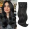 Clip in Hair Extensions 5PCS Black Hair Extensions for Women 20 Inch Long Wavy Synthetic Hair Extension Invisible Lace Weft Natural Soft Hairpieces (Natural Black)