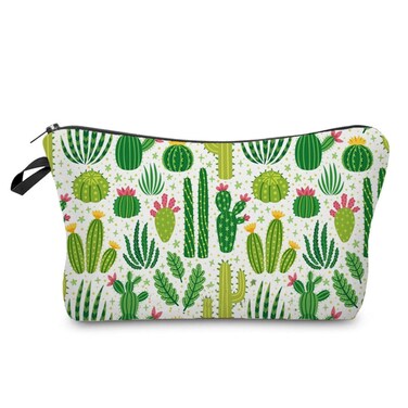Cactus Cosmetic Bag Cute Small Makeup Bag Travel Toiletry Zipper Pouch Girls Flower Gifts for Sisters Green Plant Makeup Bag Gift for Women