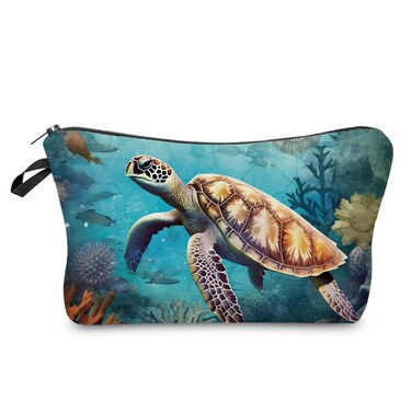 Sea Turtle Makeup Bag Cute Small Organizer Bag Travel Toiletry Zipper Pouch Sea Turtle Cosmetic Bag Birthday Christmas Gifts for Turtle Lovers Women Friends