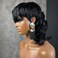 PangDongLai 80s90s10A Mullet Wigs for Black Women Mullet Pixie Cut Wigs for Women Mullet Curly Human Hair Wigs Natural Black Color Glueless Wigs Full Machine Made Wigs Thick and Full