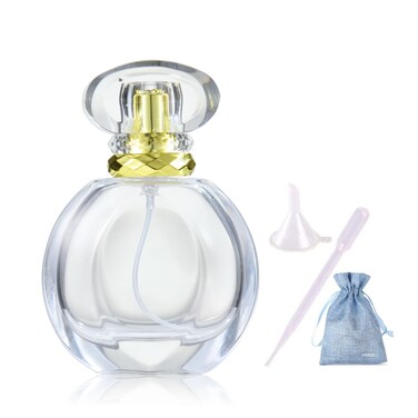 50ml 1.7 oz Vintage Shape Spray Bottle Refillable Crystal Glass Atomizer Empty Fine Mist Spray Perfume Bottles - (1Pack) 1pc Funnel Filler 1PC 3ml Dropper 1pc Storage Gift Bag