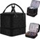 Nail Polish Organizer Case - Holds 42+ Bottles (15ml/0.5 fl.oz) and 1 Nail Lamp, Upgraded Double-layer Nail Polish Carrying Case Nail Polish Storage Bag with Handles (Black)