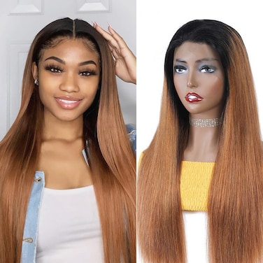 NVL Ombre Lace Front Wig Human Hair 13x4 Glueless Wigs Human Hair Pre Plucked with Baby Hair 200 Density 1B/30 HD Colored Wigs for Women(26 Inch, 1B/30)