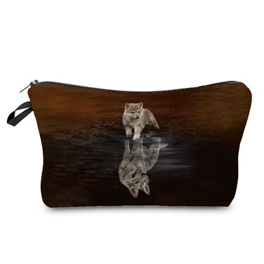 Women Travel Bag Wolf Pattern Printed Cosmetic Bag Makeup Bag Small Pouch Gift for Women hz6100