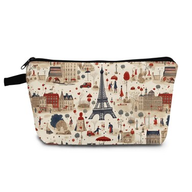 Eiffel Tower Presents Paris Eiffel Tower Makeup Bag Cute Small Vintage Organizer Bag with Zipper Eiffel Tower Print Cosmetic Bag Birthday Presents for Women Friends