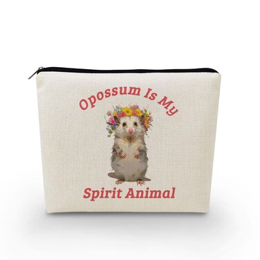 Funny Opossum Makeup Bag Toiletry Zipper Pouch Inspirational Gift Opossum Is My Spirit Animal Cosmetic Bag for Opossum Lovers Women Friends
