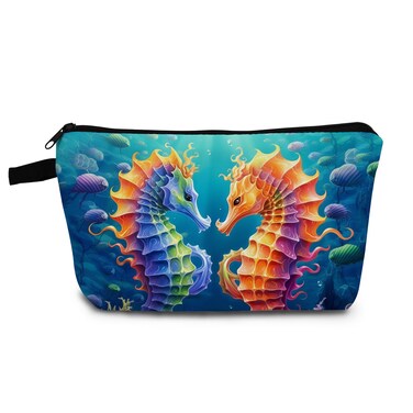 Seahorse Presents Seahorse Makeup Bag Cute Small Organizer Bag with Zipper Seahorse Print Cosmetic Bag Birthday Presents for Seahorse Lovers Women Friends