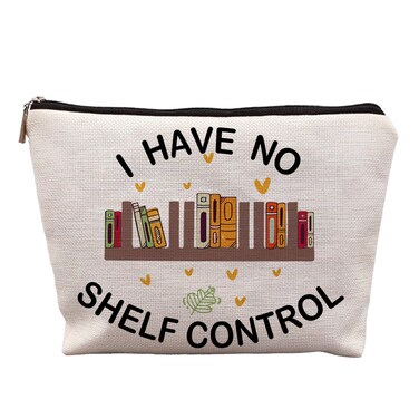 Book Lovers Canvas Makeup Bag - Gifts for Bookworms &amp; Readers, Nerds &amp; Women - I Have No Self Control Book Reading Cosmetic Bag