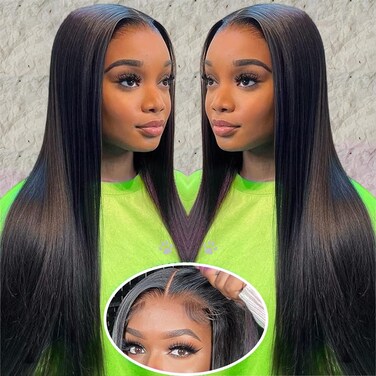 Wear and Go Glueless Wigs Human Hair Pre Plucked Pre Cut 13x4 HD Lace front Wigs Human Hair for Women180% Density Straight Glueless Wigs Human Hair Lace Front Closure Ready to Wear Wigs 26 Inch
